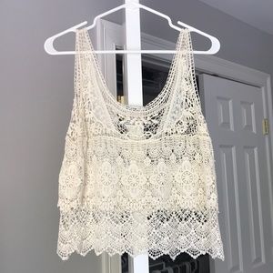 Lace cream colored blouse.
